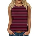 thumbnail image 1 of Women's Summer Sleeveless Crew Neck Striped Tank Tops Casual Basic T Shirts Blouse Workout Gym Tanks Soft Comfy Vest, 1 of 4