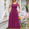 thumbnail image 1 of Women's Summer Sleeveless Dress Pleated Tiered Swing Casual Maxi Dresses, 1 of 5
