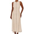 thumbnail image 1 of Women's Summer Sleeveless Extra Contrast Stitch Ribbed Knit Long Dresses, 1 of 6