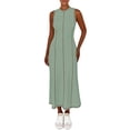 thumbnail image 1 of Women's Summer Sleeveless Extra Contrast Stitch Ribbed Knit Long Dresses, 1 of 6