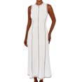 thumbnail image 1 of Women's Summer Sleeveless Extra Contrast Stitch Ribbed Knit Long Dresses, 1 of 6