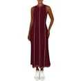 thumbnail image 1 of Women's Summer Sleeveless Extra Contrast Stitch Ribbed Knit Long Dresses, 1 of 6