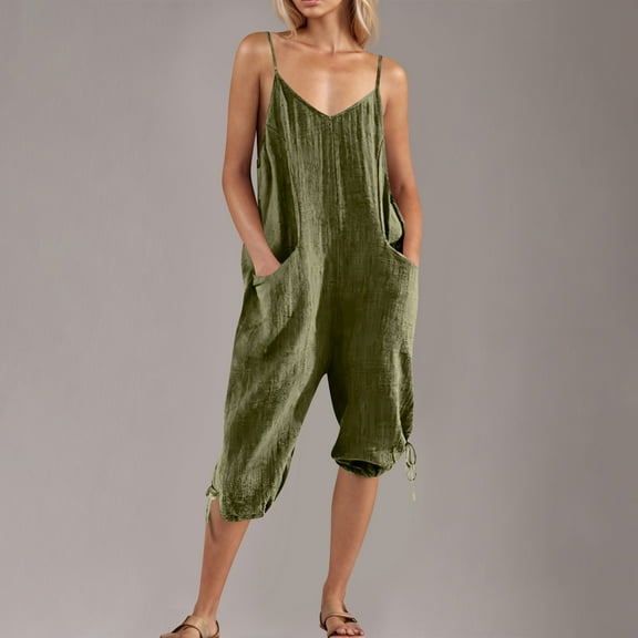 Women's Summer Sleeveless Jumpsuit with Pockets, Casual and Comfortable Romper for Daily Wear, Outings, and Special Occasions, Limited Time Offer