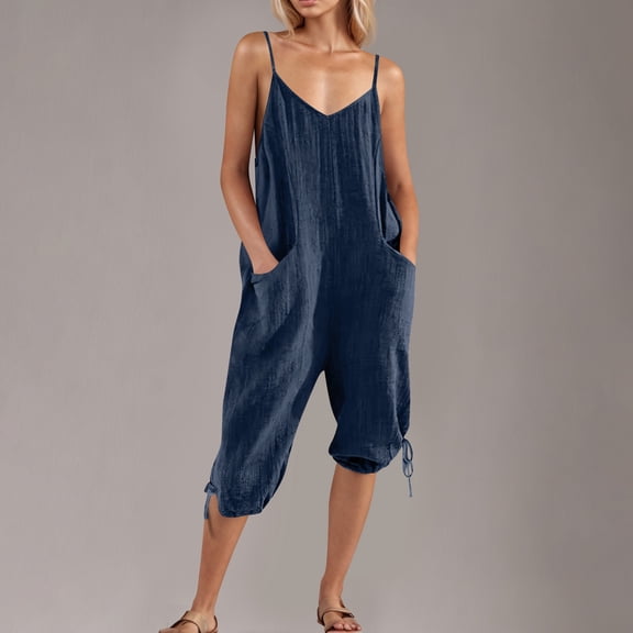 Women's Summer Sleeveless Jumpsuit with Pockets, Casual and Comfortable Romper for Daily Wear, Outings, and Special Occasions, Limited Time Offer