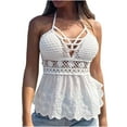 thumbnail image 1 of Women's Summer Sleeveless Knit Round Neck Slim Neckless Tank Top White,S, 1 of 6