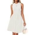 thumbnail image 1 of Women's Summer Sleeveless Mini Dresses 2024 Crewneck Knit A Line Pleated Swing Basic Short Dress, 1 of 6