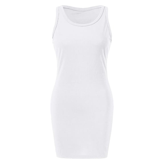 Women's Summer Sleeveless Mini Tank Top Dress Sexy Tight Bodycon Skirt