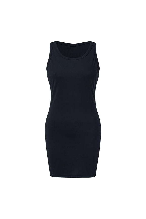 Women's Summer Sleeveless Mini Tank Top Dress Sexy Tight Bodycon Skirt