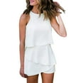thumbnail image 1 of Women's Summer Sleeveless Ruffle Romper - Round Neck Jumpsuit for Casual Outings - Lightweight Polyester, Asian Sizes, Hand Wash Recommended, 1 of 7
