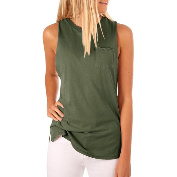 Women's Summer Sleeveless T Shirts Solid Color Casual Vest
