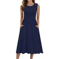 thumbnail image 1 of Women's Summer Sleeveless Tank Midi Dress A-Line, Floral Print, with Pockets, Elastic Waist, Sizes S XXXL, for Casual, Beach & Various Occasions, 1 of 4