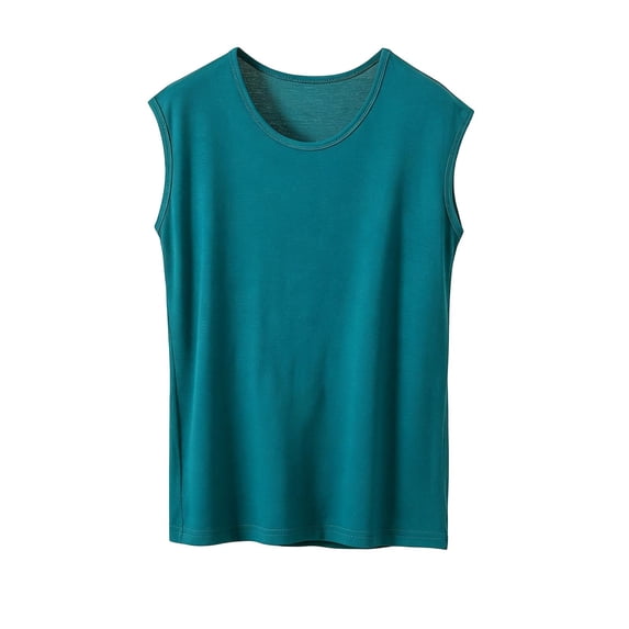 Women's Summer Sleeveless Tank Top Loose Fit Casual Crew Neck T Shirts Basic Tee Tops Army Green XL(XL)