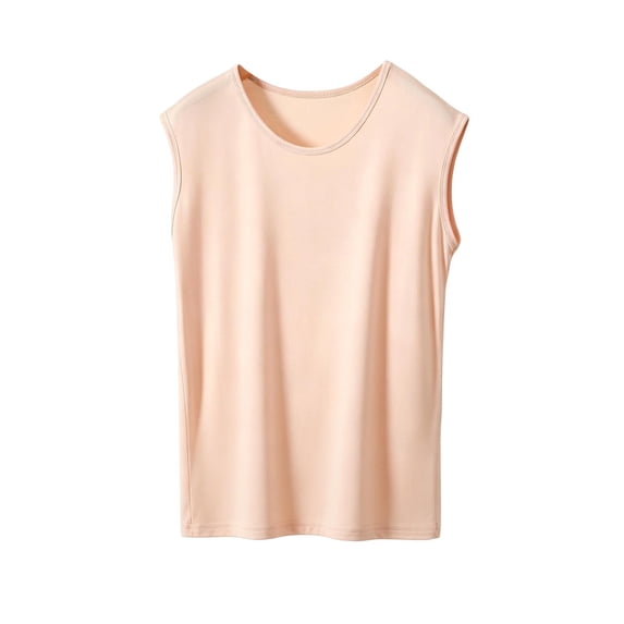 Women's Summer Sleeveless Tank Top Loose Fit Casual Crew Neck T Shirts Basic Tee Tops Beige XXXL(XXXL)