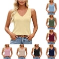 thumbnail image 1 of Women's Summer Sleeveless Tank Tops V Neck Knit Sweater Vest Casual Loose Fit Camisole Crochet Tops Yellow, 1 of 9