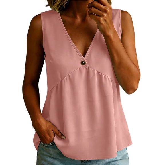Women's Summer Sleeveless Tunic Tank Tops Dressy Casual Blouse Loose V Neck Work Shirts
