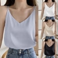 thumbnail image 1 of Women's Summer Sleeveless V Neck Tops Shirts Blouses Solid Color Casual Comfy Daily Wear Vacation Beach Outfits Fashion Essential Gift for Ladies | CSEONE,Gray XL, 1 of 7