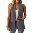 thumbnail image 1 of Women's Summer Sleeveless Vest Tops Lightweight Fully-Lined Fashion Casual Work Office Blazers with Pockets 2025, 1 of 7