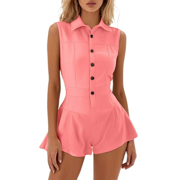 Women's Summer Sleeveless Wide Leg Romper - Stretchy Lightweight Jumpsuit for Casual Outings & Events