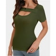 thumbnail image 1 of Women's Scoop Neck T-Shirt - Short Sleeve Summer Knit Top, Slim Fit with Cutout Detail, Casual & Date Night, 1 of 5
