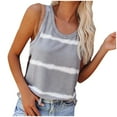 thumbnail image 1 of Women's Summer Sling Tank Top, Casual Loose Fit Round Neck Striped Print Sleeveless Blouse, Stylish and Comfortable for Outdoor Activities, Beach Days, and Everyday Wear, Lightweight Summer Shirt, 1 of 9