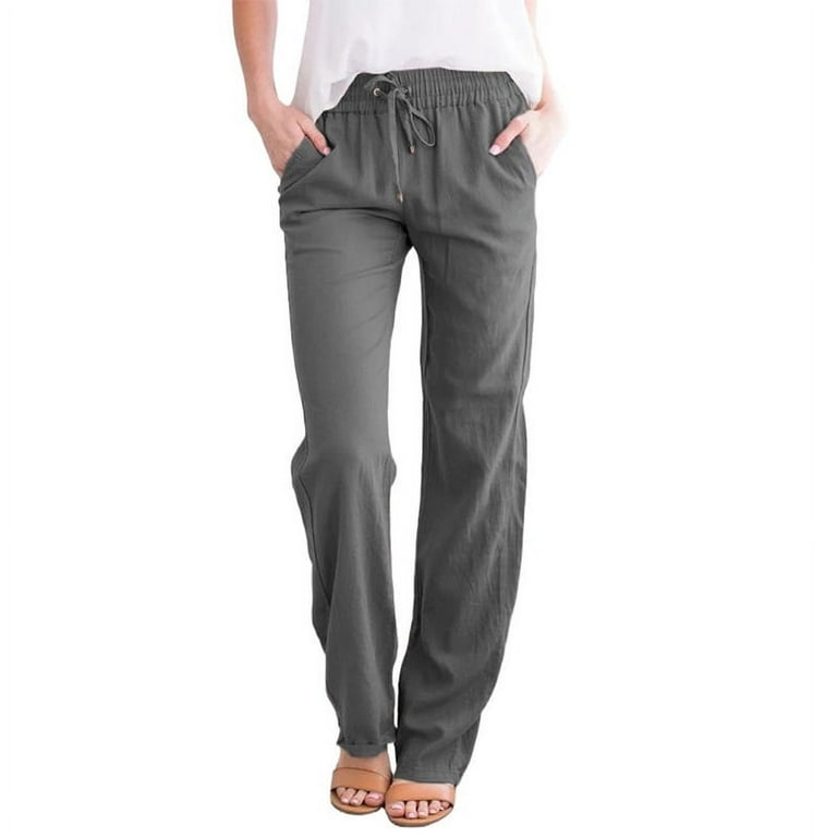 Solid Tie Waist Pants, Casual High Waist Wide Leg Long, 40% OFF