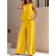 thumbnail image 1 of Women's Summer Solid-Color Elegant Two-Piece Set: Crew Neck Tank Top and Wide-Leg Pants, 1 of 5