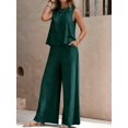 thumbnail image 1 of Women's Summer Solid-Color Elegant Two-Piece Set: Crew Neck Tank Top and Wide-Leg Pants, 1 of 5