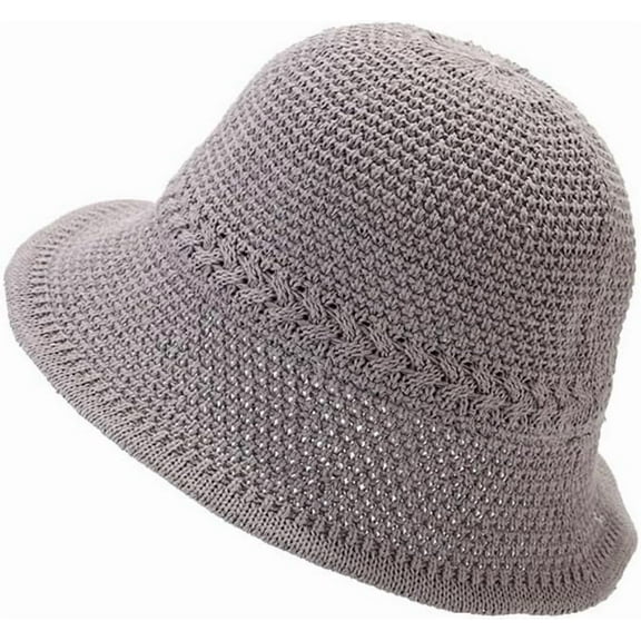 Women's Summer Solid Color Hollow Bucket Hat Sun Protection Thin Knitted Fisherman Caps