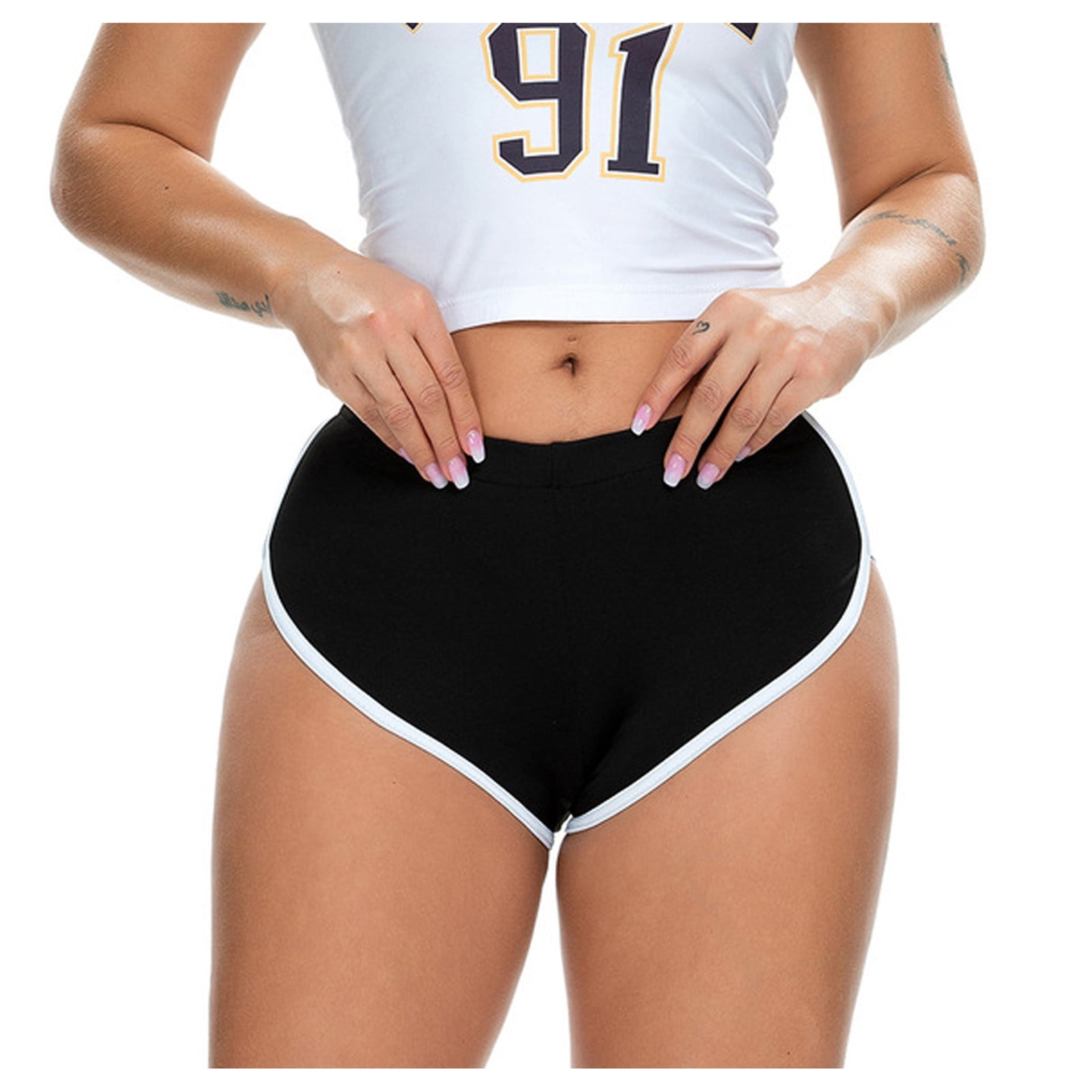 Women's Summer Solid Color Hot Pants Short Pants Female Casual Sexy Running  Stretch Sports Shorts Yoga Pants Lady Comfy Sweat Shorts Running Track