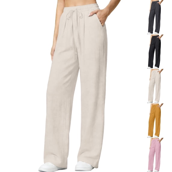 Women's Summer Solid Color Ice Narrow Wide Leg Pants