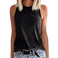 thumbnail image 1 of Women's Summer Solid Color Sleeveless Vest T-Shirt Polyester, O-Neck, Baggy Loose Fit, for Casual Occasions, Multiple Sizes, 1 of 3