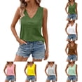 thumbnail image 1 of Women's Summer Solid Color V-Neck Pocket Casual Tank Top, Gray S, 1 of 5