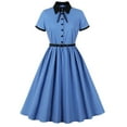 thumbnail image 1 of Women's Summer Solid Fashion Leisure Short Sleeve Stand-up Collar Dress, 1 of 7