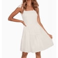 thumbnail image 1 of Women's Summer Spaghetti Strap Sleeveless Square Neck Ruffle A Line Swing Mini Dress, 1 of 6
