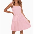 thumbnail image 1 of Women's Summer Spaghetti Strap Sleeveless Square Neck Ruffle A Line Swing Mini Dress, 1 of 6