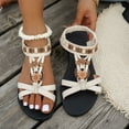 thumbnail image 1 of Women's Summer Strappy Flat Sandals, Adjustable Casual Fisherman Sandal with Open Toe Slingback Gladiator Sandals White 7, 1 of 7