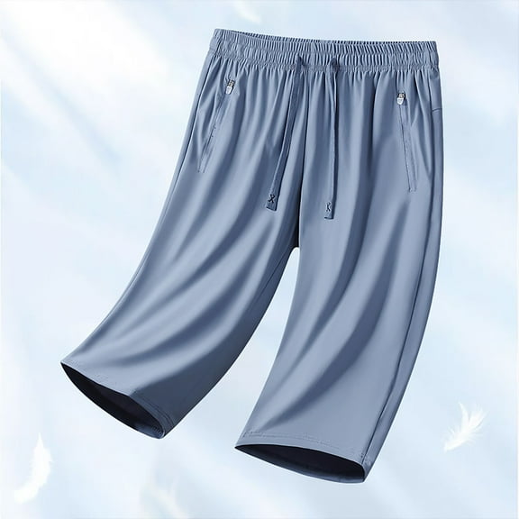 Women's Summer Stretch Active Pants, High Waisted Breathable Quick Drying Trousers, Loose Fit Casual Capri Pants with Side Pockets for Sports, Workout and Outdoor Activities Sky Blue XL