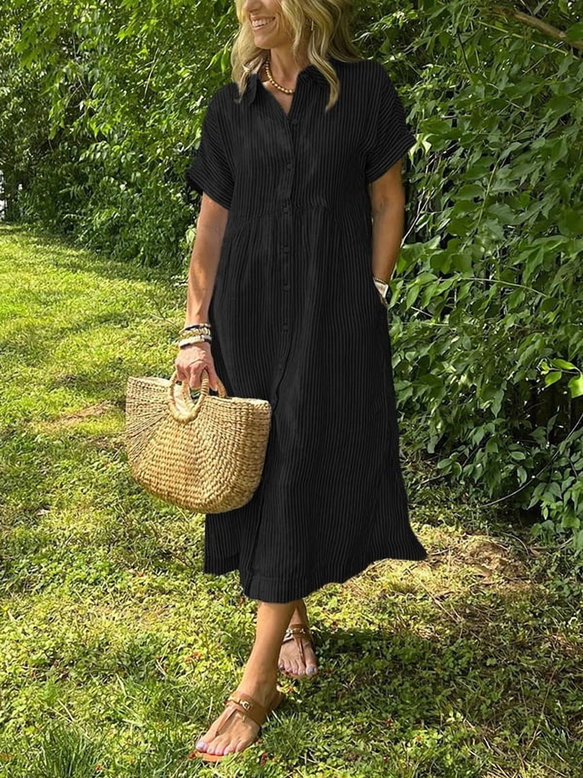 loose button up dress Stylish Shirt Dresses for Women: Allover Print Button Up Dress