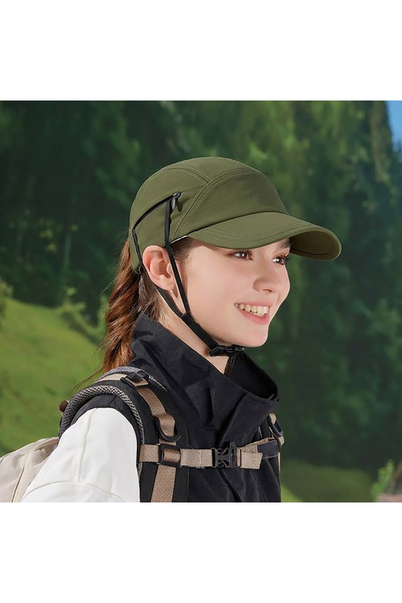 Women's Summer Sun Hat, Breathable Baseball Cap for Outdoor Hiking and Riding, Lightweight Sun Hat with Hidden Windproof Chin Strap, Surf Hat for Beach, Daily Wear Green