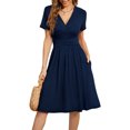 thumbnail image 1 of Women's Summer Sundress Casual Short Sleeve V-Neck Short Party Dress with Pockets, 1 of 5