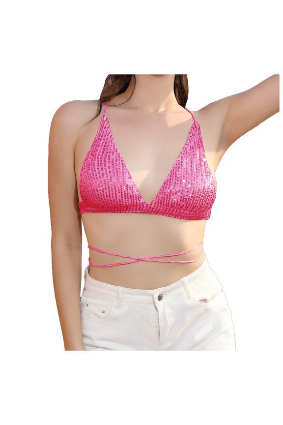 Women's Summer Suspender Tops Sexy V Neck Hot Chain Tanks Solid Color Sleeveless Neck Camisoles