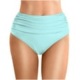 thumbnail image 1 of Women's Summer Swim Trunks - Solid Color Waist Pleated Beach Double Layer, 1 of 5