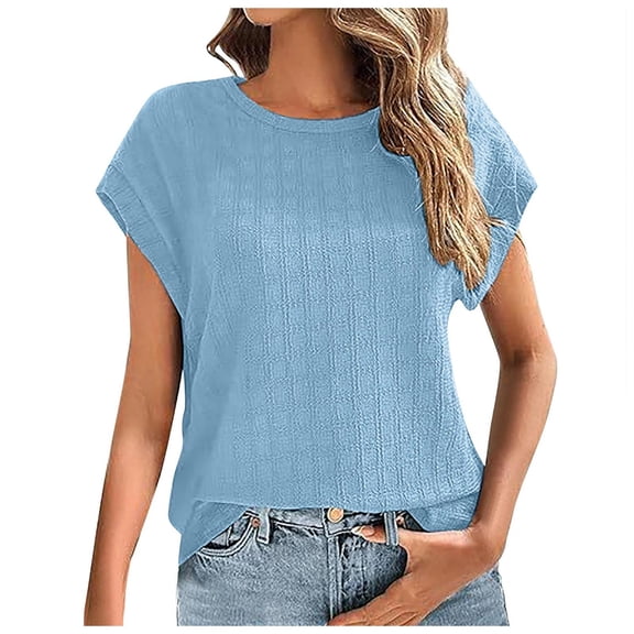 Women's Summer T-Shirt Trendy Casual Short Sleeve Round Neck Blouse Soft Comfortable Basic Tee for Daily Wear