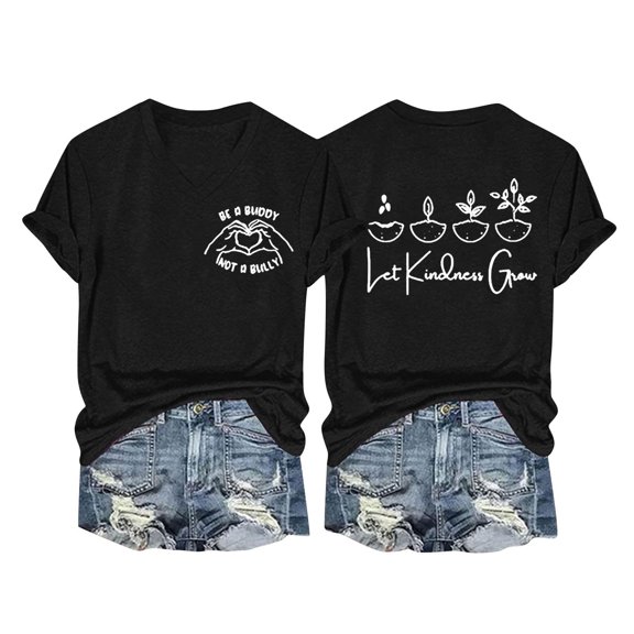 Women's Summer T-Shirts Casual Short Sleeved Shirts Fashion Loose Print Blouses Round Neck Breathable Cotton Pullover Tops 01#Black XXL