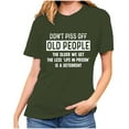 thumbnail image 1 of Women's Summer T Shirts Letter Print Crew Neck Short Sleeve Graphic Basic Tee Casual Loose Fit Going out Tops (S, Army Green), 1 of 5