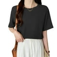 thumbnail image 1 of Women's Summer T-Shirts Thin Loose Round Neck Short Sleeve Comfortable Casual Top Lightweight Breathable Soft Daily Wear, 1 of 2