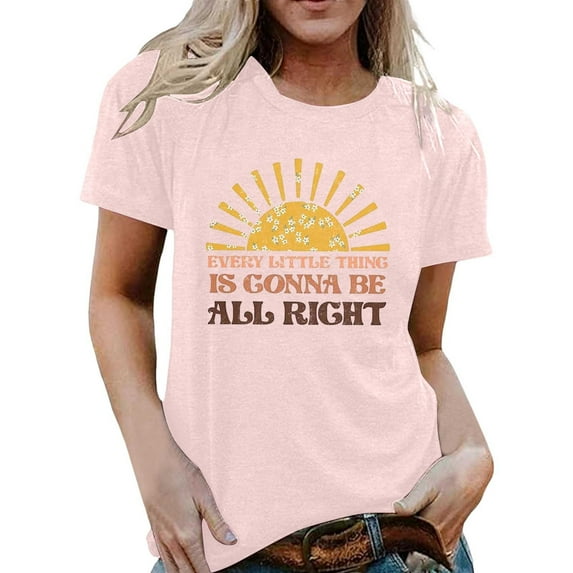 Women's Summer T Shirts Western Country Music Graphic Short Sleeve Crewneck Tops Vintage Casual Trendy Classic Fit Tees Pink XL