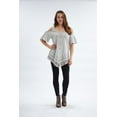 thumbnail image 1 of Women's Summer T-shirts cold shoulder Short Sleeve Round Neck Asymmetric Hem Fringe with embroidery Shirt Tunic Tops by 1826, 1 of 4