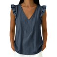 thumbnail image 1 of Women's Summer Tank Blouse Ruffle Sleeve Blouses Flowy Shirts Tunic Top Relaxed Fit Camisole Pullover Shirts Plus Size Shirts Loose Fit Cami Y2K Cute Tops V Neck Boho Shirts, 1 of 5