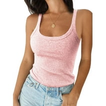 Women's Summer Tank Top Scoop Neck Sleeveless Cotton Ribbed Camisole Shirts Basic Casual Workout Tees